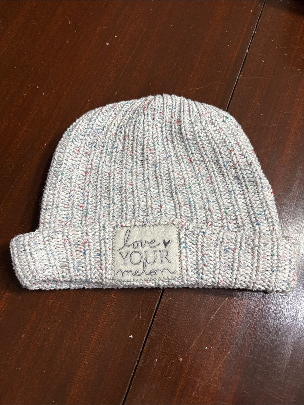 Love Your Melon Cream Knit Beanie with Multicolor Speckles